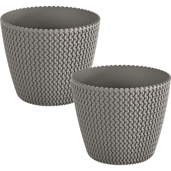 2x maceta redonda 11,5l prosperplast splofy de plastico en color gris, ø29,5 x 24,9 cm