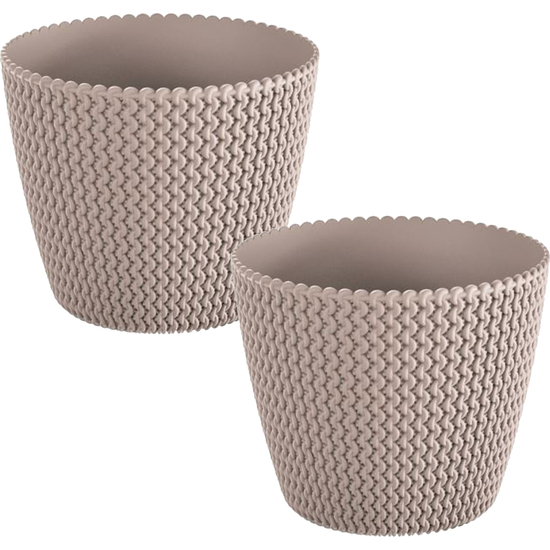 2x maceta redonda 8l prosperplast splofy de plastico en color mocca, ø25,9 x 22 cm