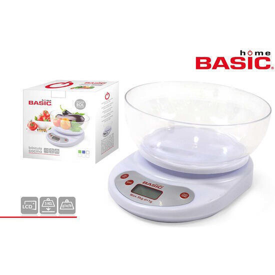 Báscula cocina digital 5kg c/bol basic home