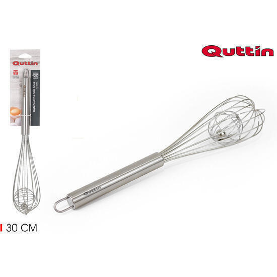 Batehuevos acero inox plata 30cm c/bola quttin