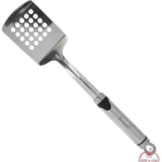 Bergner - utensilios de cocina esenciales:  rasera ranurada 36x7.2cm acero inoxidable