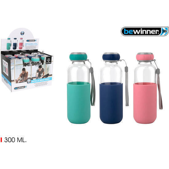 Botella agua vidrio silicona 300 t/sil