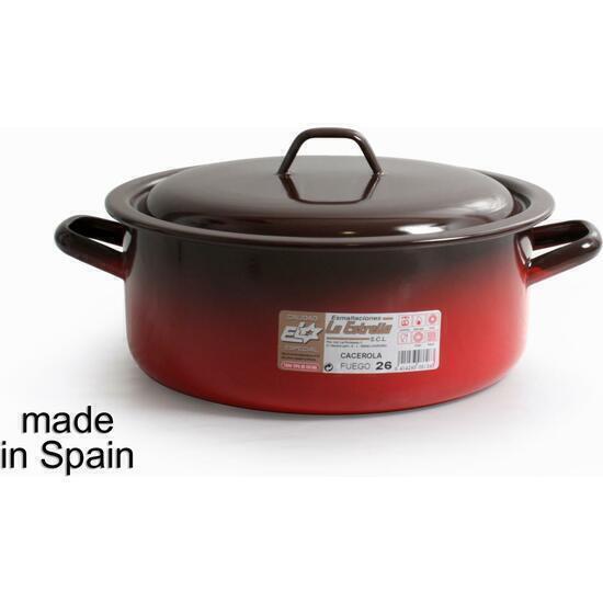 Cacerola esmaltada c/tapa 26cm - 5.5l fuego