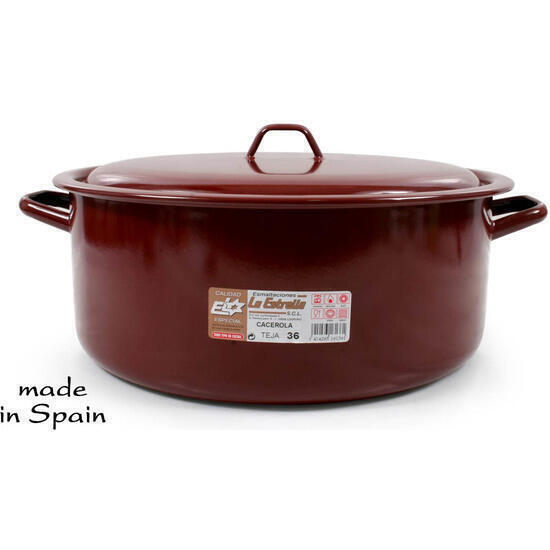 Cacerola esmaltada c/tapa 36cm - 15l teja