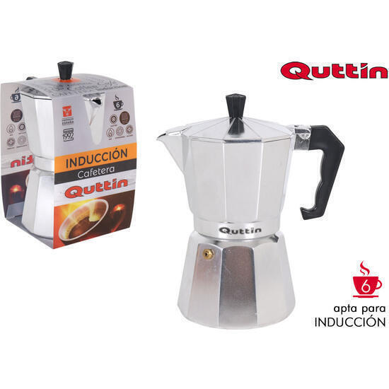 Cafetera aluminio gris 6 servicios inducción quttin