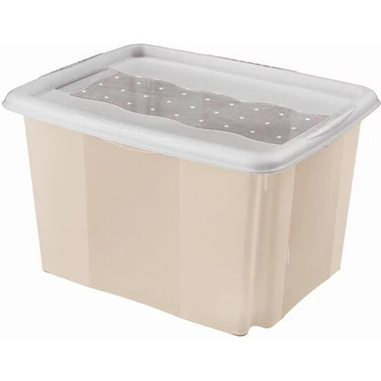 Caja de almacenaje, capacidad 30 litros, 45x35x27, crema, colección emil&emilia