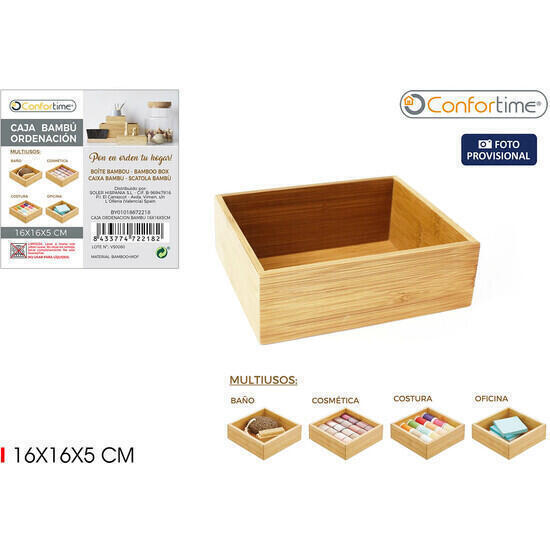 Caja ordenacion bambu 16x16x5cm