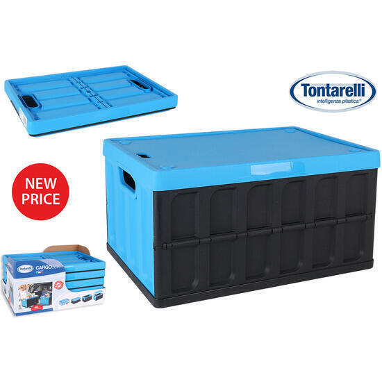 Caja plegable con tapa 46l negro/azul