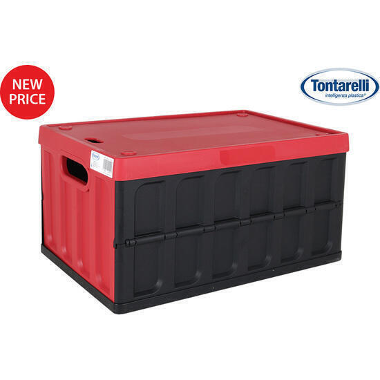 Caja plegable con tapa 46l negro/rojo