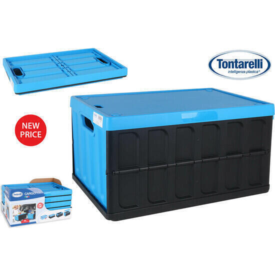 Caja plegable con tapa 62l negro/azul