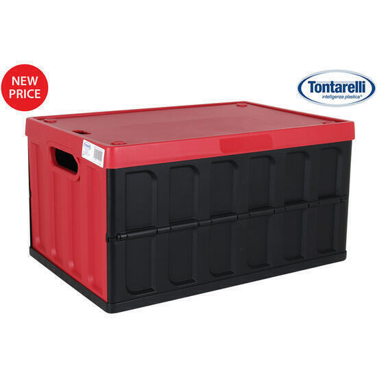 Caja plegable con tapa 62l negro/rojo