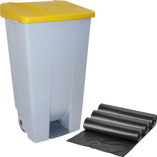 Contenedor selectivo 120 litros + 3x bolsas de basura de 10 unidades|42x57x88 cm