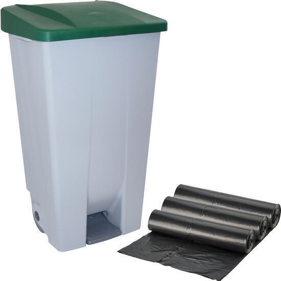 Contenedor selectivo 120 litros + 3x bolsas de basura de 10 unidades|51x42,5x87,5 cm