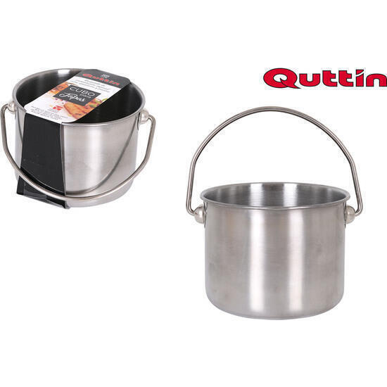 Cubo c/asa tapas acero inox 9,5cm quttin