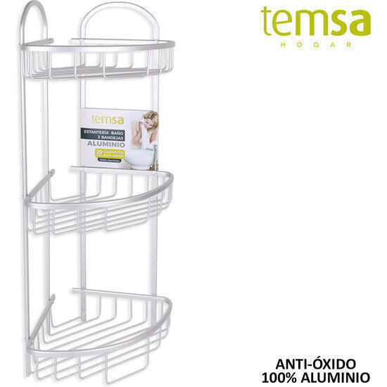 Estanteria baño 3 bandejas aluminio temsa