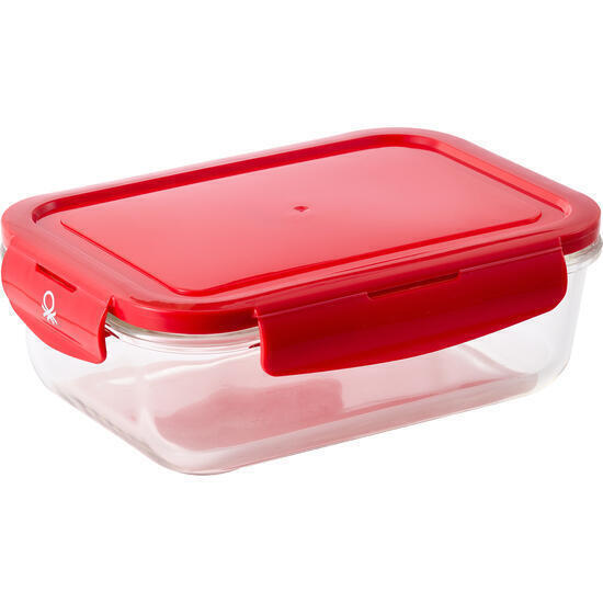 Hermético rectangular 1180ml borosilicato tapa rojo rainbow