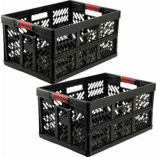 Keeeper 2x robustas cajas plegables con mangos suaves, 54 x 37 x 28 cm, 45 l, ben, gris gr