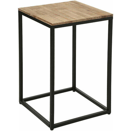 Mesa auxiliar para tu salón en metal y madera de acacia|l. 42 x p. 42 x a. 65 cm