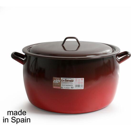 Olla abombada c/tapa 32cm - 16l fuego