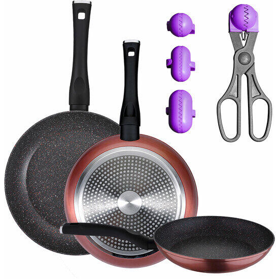 Pack de 3 sartenes ø20/24 y 28 cms + utensilio multiusos la croquetera con 4 moldes