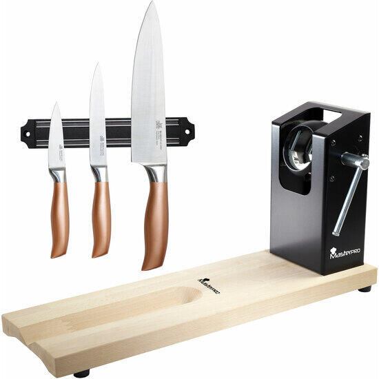 Pack jamonero masterpro y un cuchillo deshuesador 13.75cm acer inox toledo