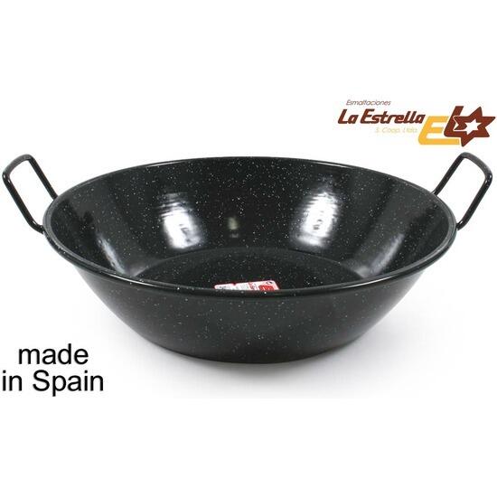 Paellera honda bordonada 34cm-6,3l jaspeada