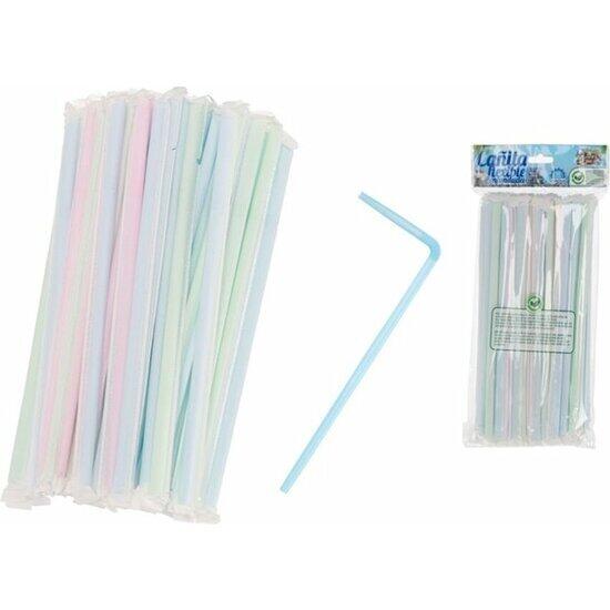 Pajita flexible enfundada color pastel x 50und