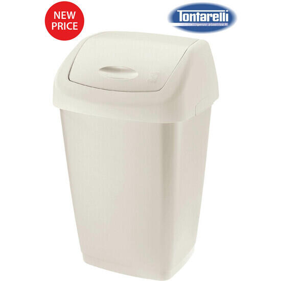 Papelera c/tapa basculante 15l aurora crema