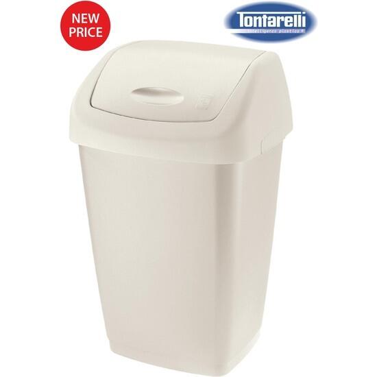 Papelera c/tapa basculante 25l aurora crema