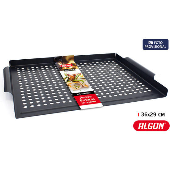 Plancha barbacoa c/agujeros 36x29cm algon