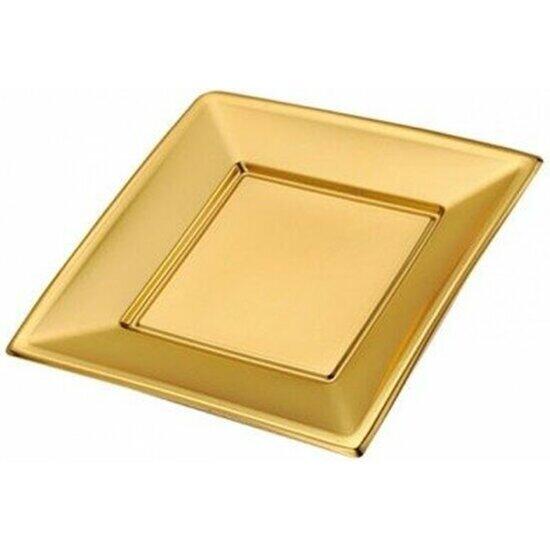 Plato llano cuadrado 17 cm x 4uds tamaño - dorado