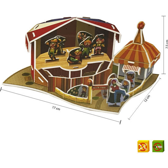 Puzzle 3d atracción circo -50 pcs - tamaño montado: 17cm x 12cm x 7.5cm