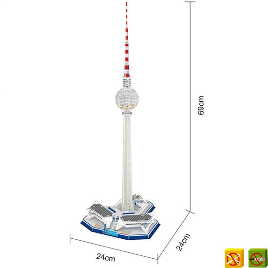 Puzzle 3d torre tv berlín -40 pcs - tamaño montado: 24cm x 24cm x 69cm