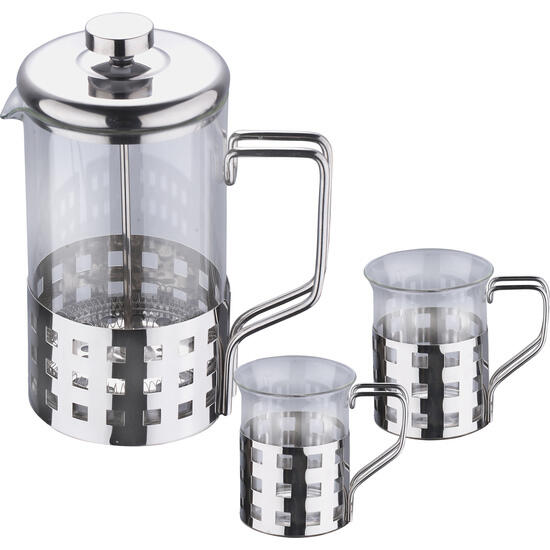 Renberg - set 3pcs café/te acero inoxidable y vidrio