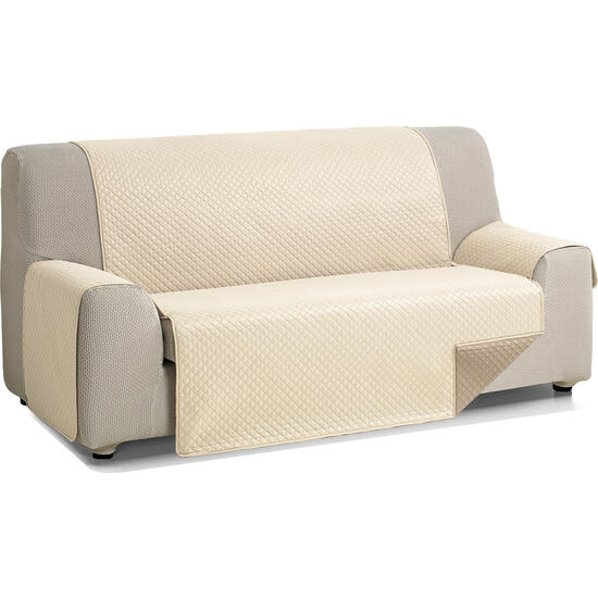 Rombo cubre sofa reversible acolchado 3 plazas beige/lino