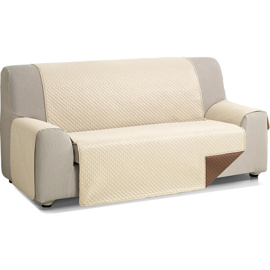 Rombo cubre sofa reversible acolchado 4 plazas beige/marron