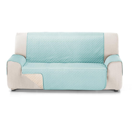 Rubi cubre sofa bicolor reversible 2 plazas aguamarina/crudo