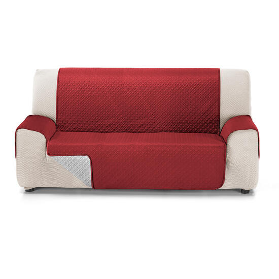 Rubi cubre sofa bicolor reversible 3 plazas rojo/perla