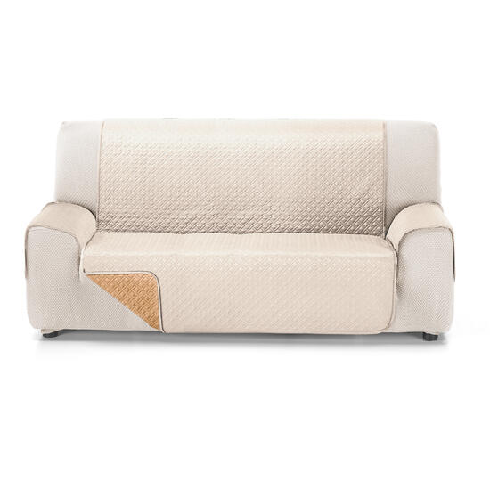 Rubi cubre sofa bicolor reversible 4 plazas crudo/beige