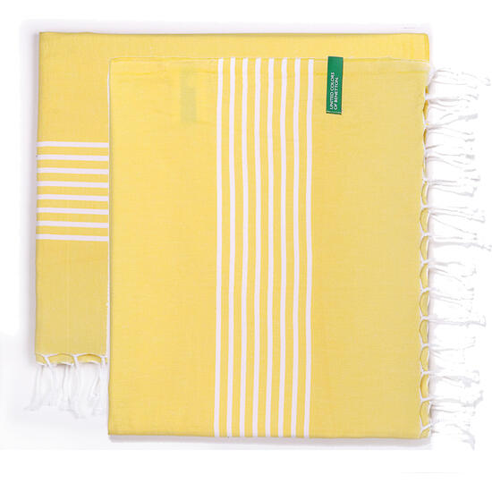 Set 2 toallas benetton hamman 80x165cm 170gsm 100%algodon amarillo casa benetton