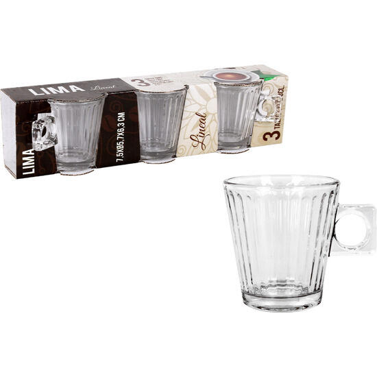 Set 3 tazas cafe 8 cl lima lineal