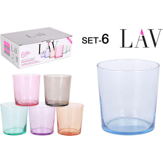 Set 6 vasos pinta 345cc colores pastel