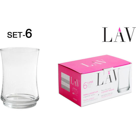 Set 6 vasos vidrio 225cc lune