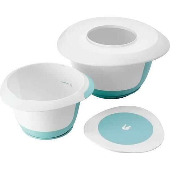 Set de cuencos de mezcla 4 en 1 - con protección antisalpicaduras - verde menta blanco