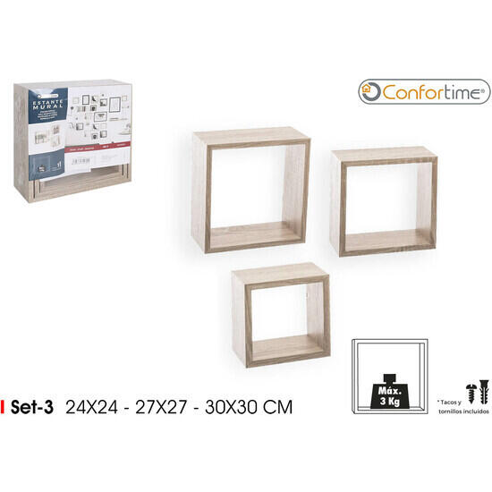 Set3 estante mural mdf 24/27/30 br confortime