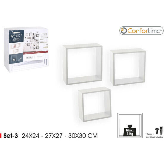 Set3 estante mural mdf 24/27/30 wh confortime