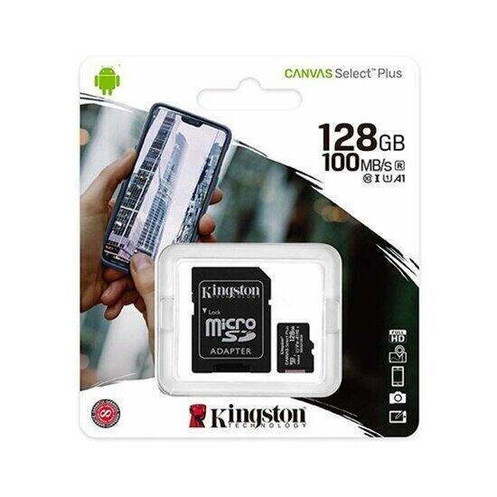 Tarjeta memoria 128gb 100mb/s full hd + micro adaptador sd