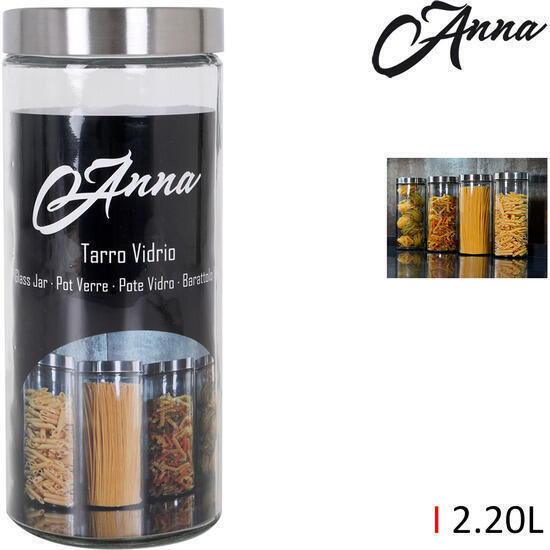 Tarro vidrio tapa acero 2.20lt. anna