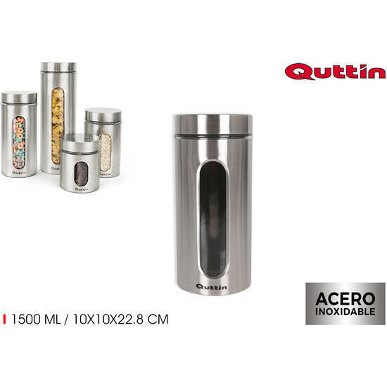 Tarro vidrio/acero 1500ml quttin