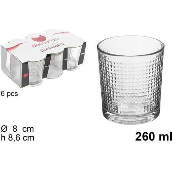 Vaso cristal pack 6 agua diamante 260ml